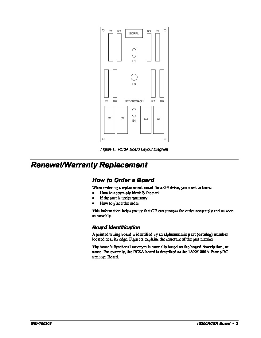 First Page Image of IS200RCSAG1A 1800_1000 Frame RC Snubber Board Replacement and Warranty.pdf